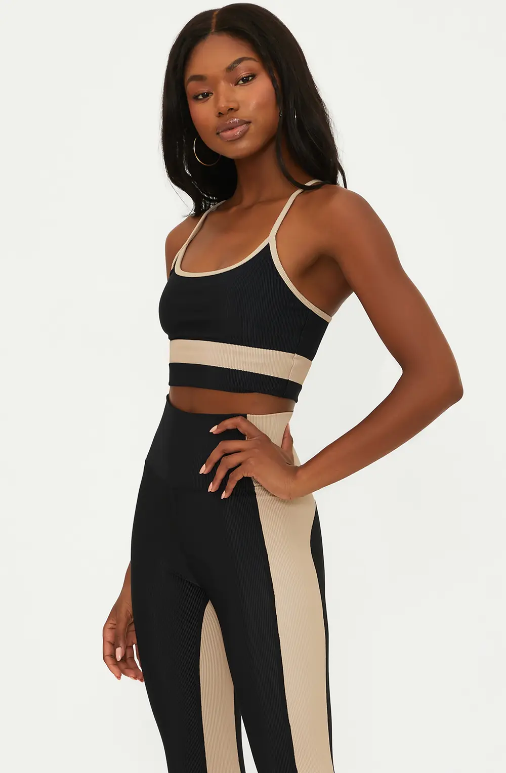 Eva Top Black Tan Colorblock