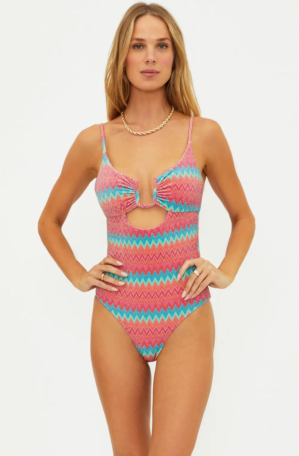 Lindy One Piece Strawberry Ice Chevron Shine