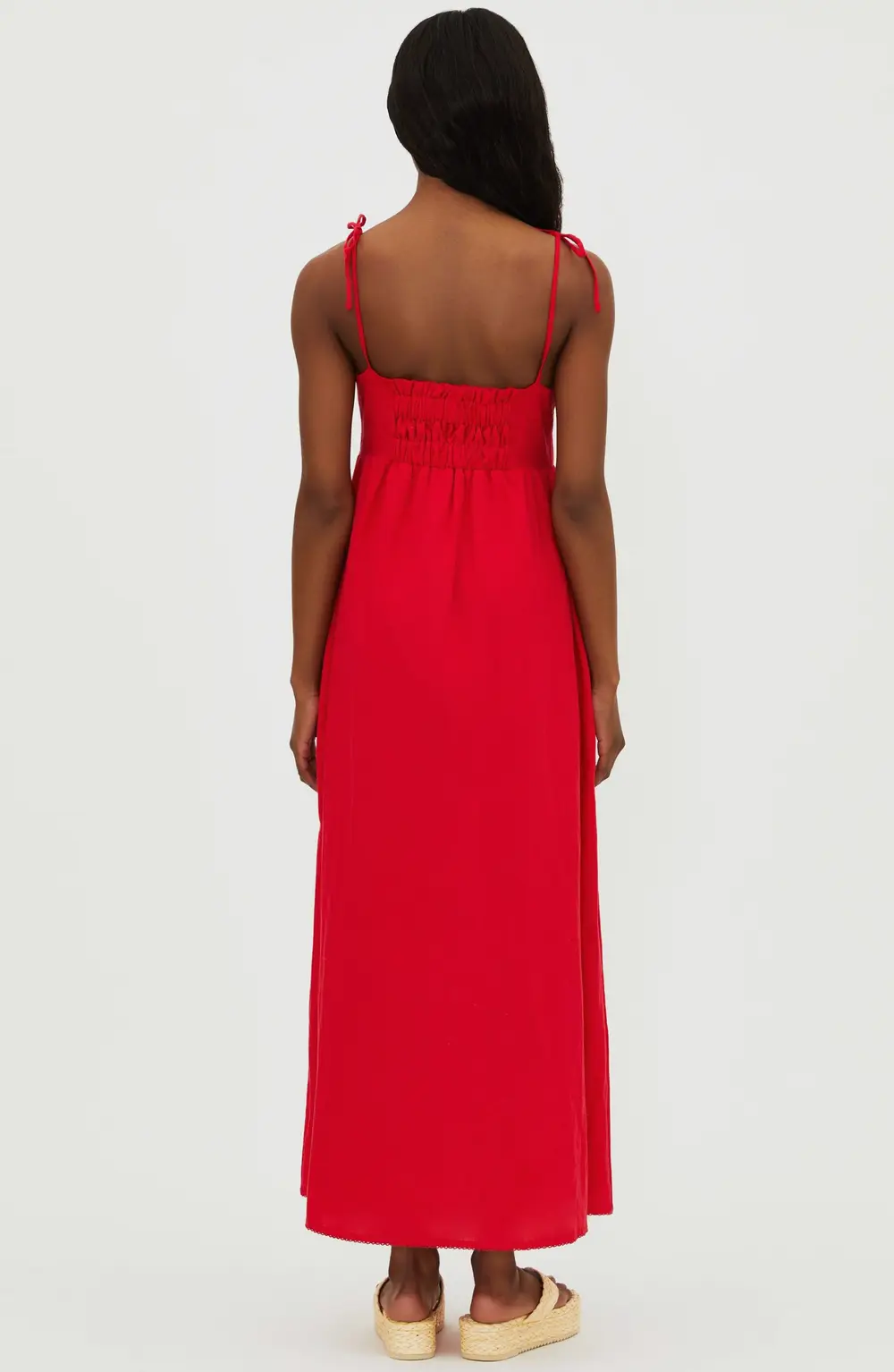 Valory Maxi Dress Red Linen