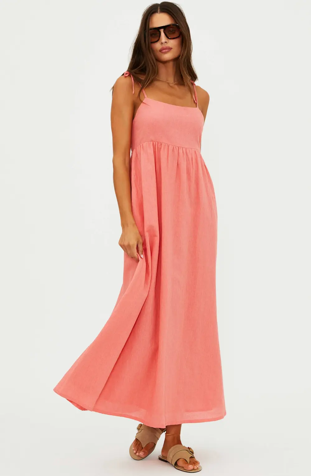 Valory Maxi Dress Coral Sea Linen