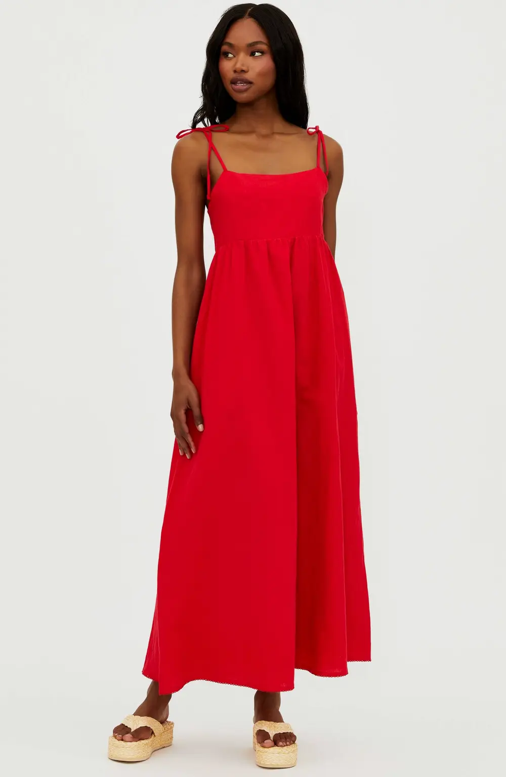 Valory Maxi Dress Red Linen