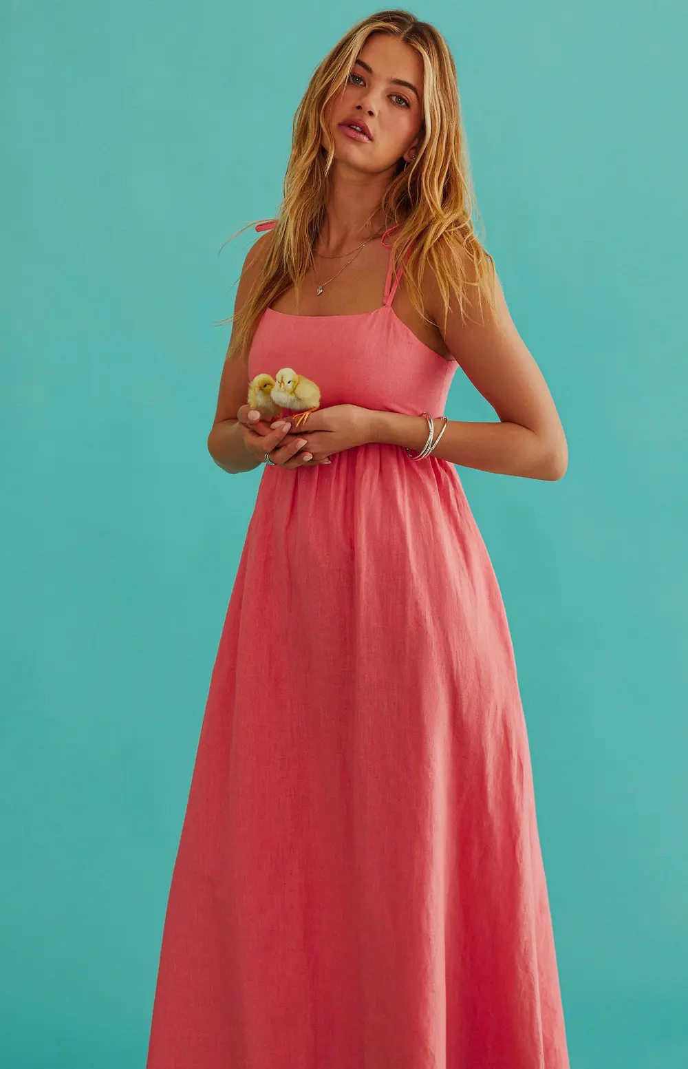 Valory Maxi Dress Coral Sea Linen