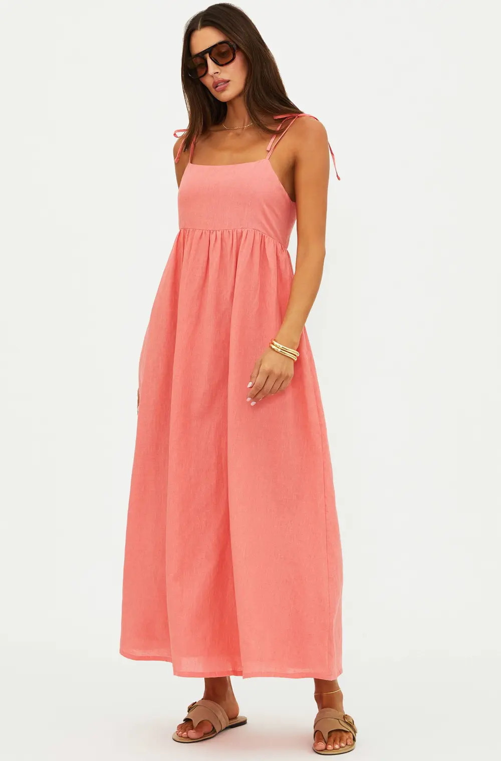 Valory Maxi Dress Coral Sea Linen