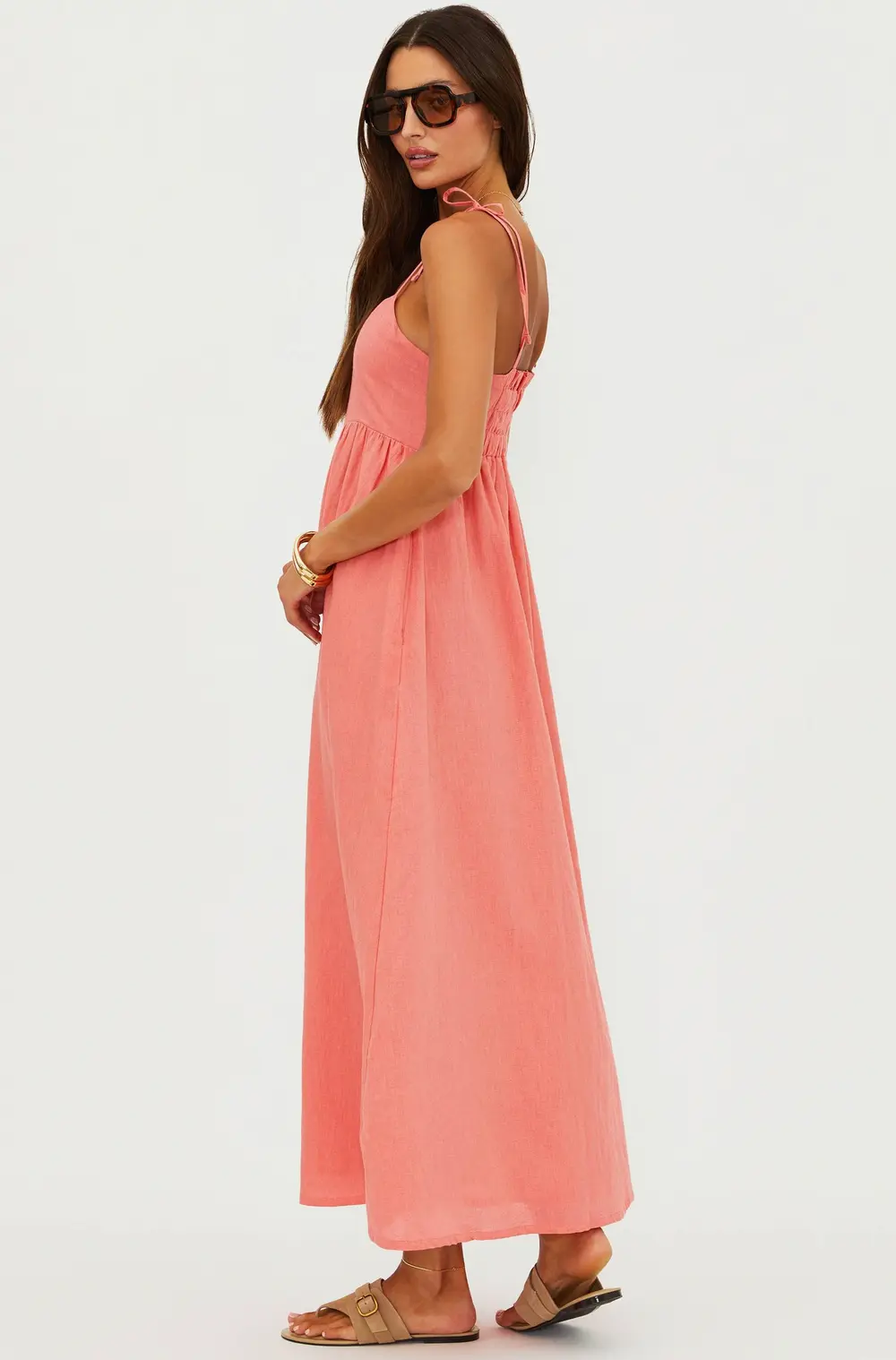 Valory Maxi Dress Coral Sea Linen