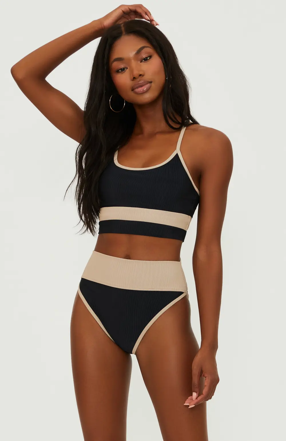 Eva Top Black Tan Colorblock