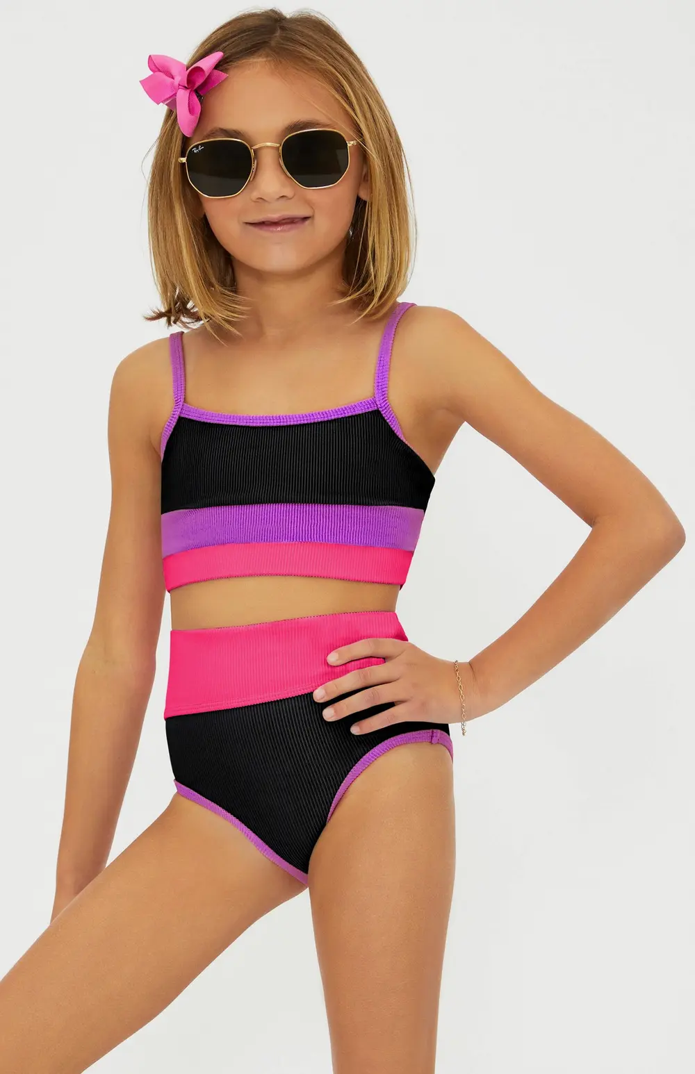 Little Eva & Emmy Set Vivid Violet Colorblock