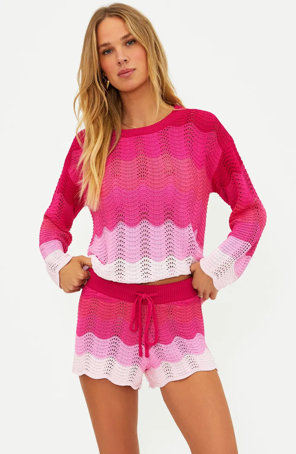 Beach Sweater Electric Pink Wave