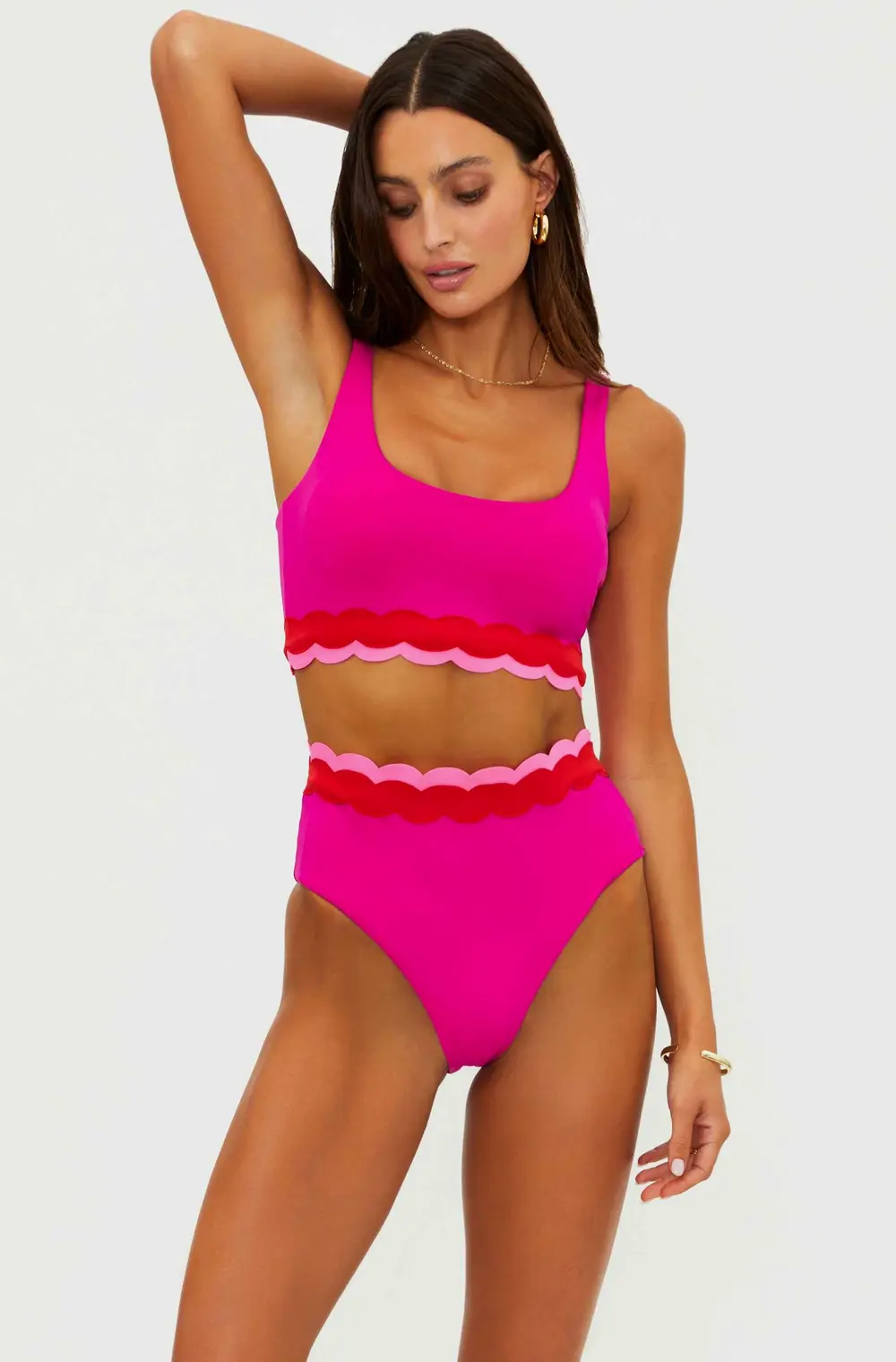 Harriet Bottom Fuchsia Red Neon Pink Wave