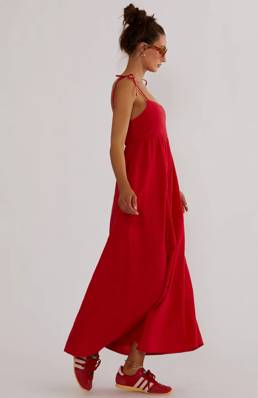 Valory Maxi Dress Red Linen