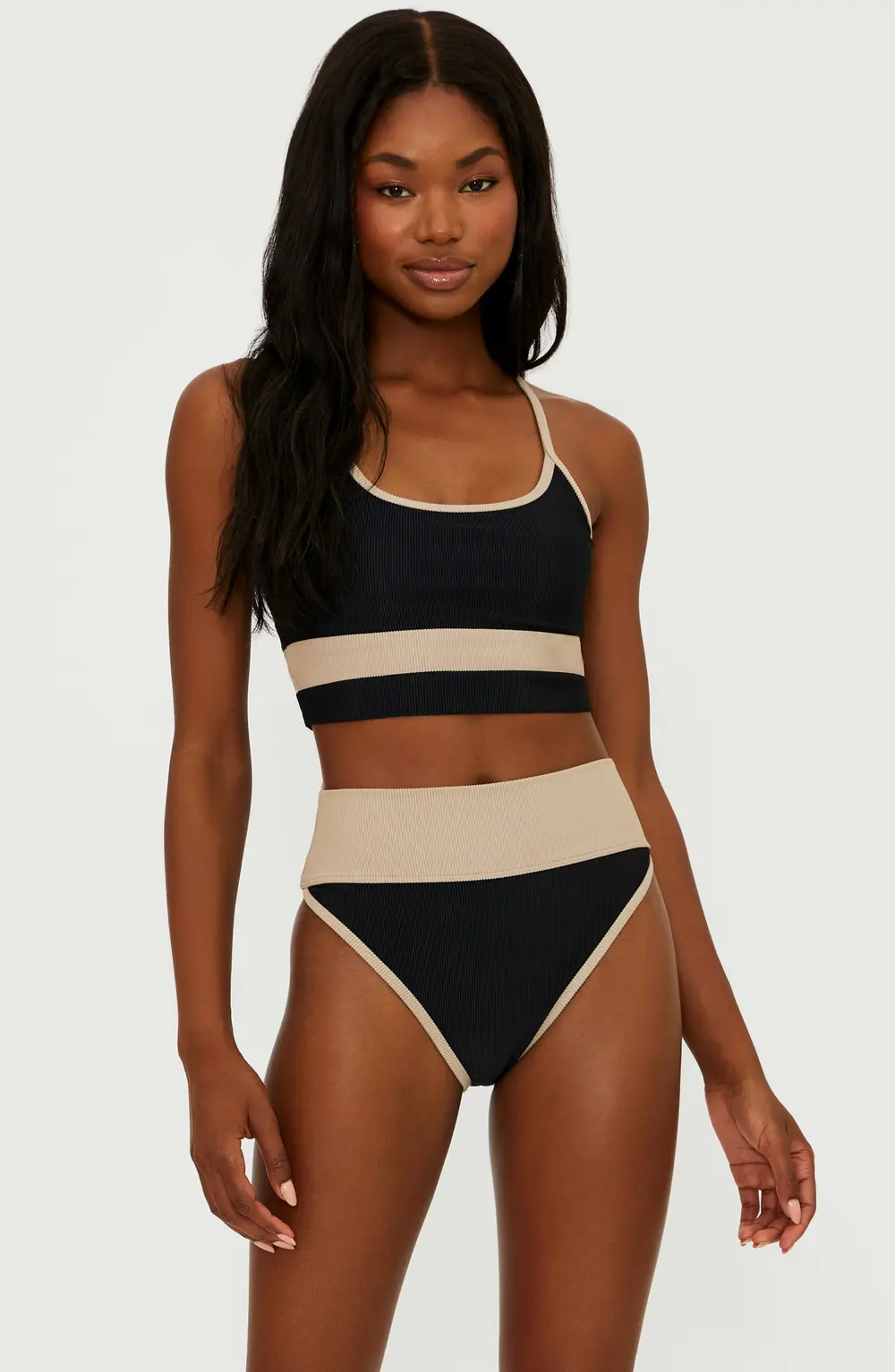 Eva Top Black Tan Colorblock