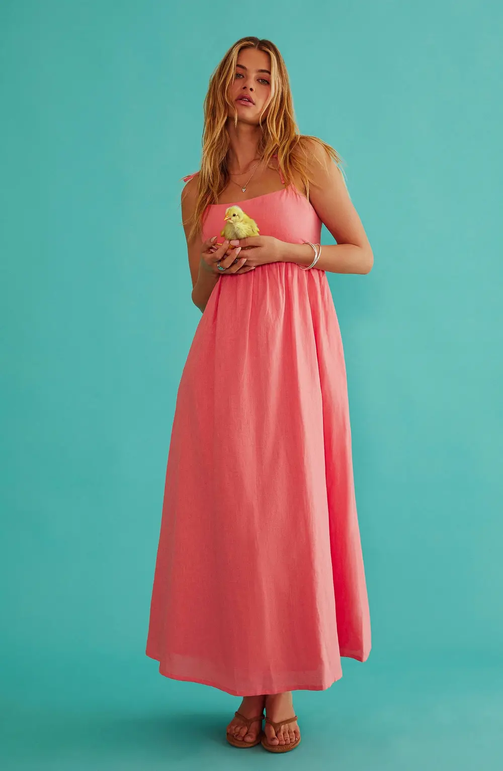 Valory Maxi Dress Coral Sea Linen