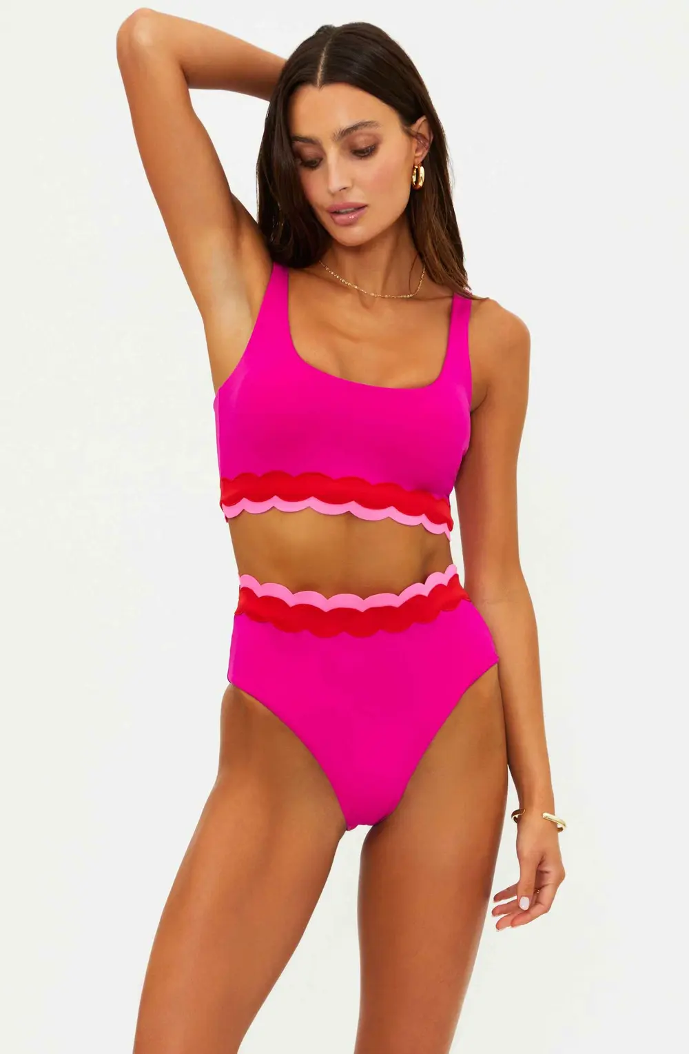Marin Top Fuchsia Red Neon Pink Wave