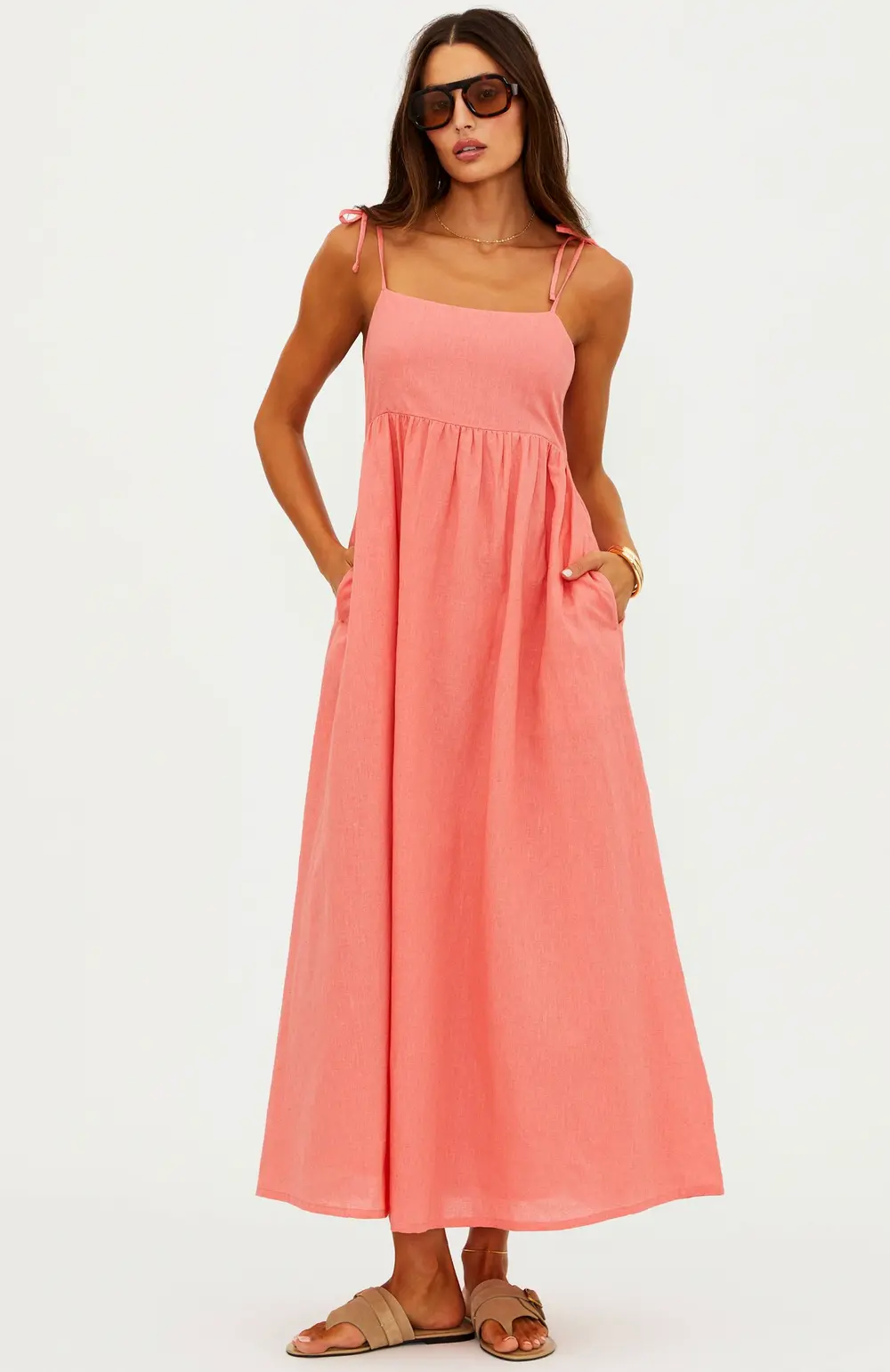 Valory Maxi Dress Coral Sea Linen