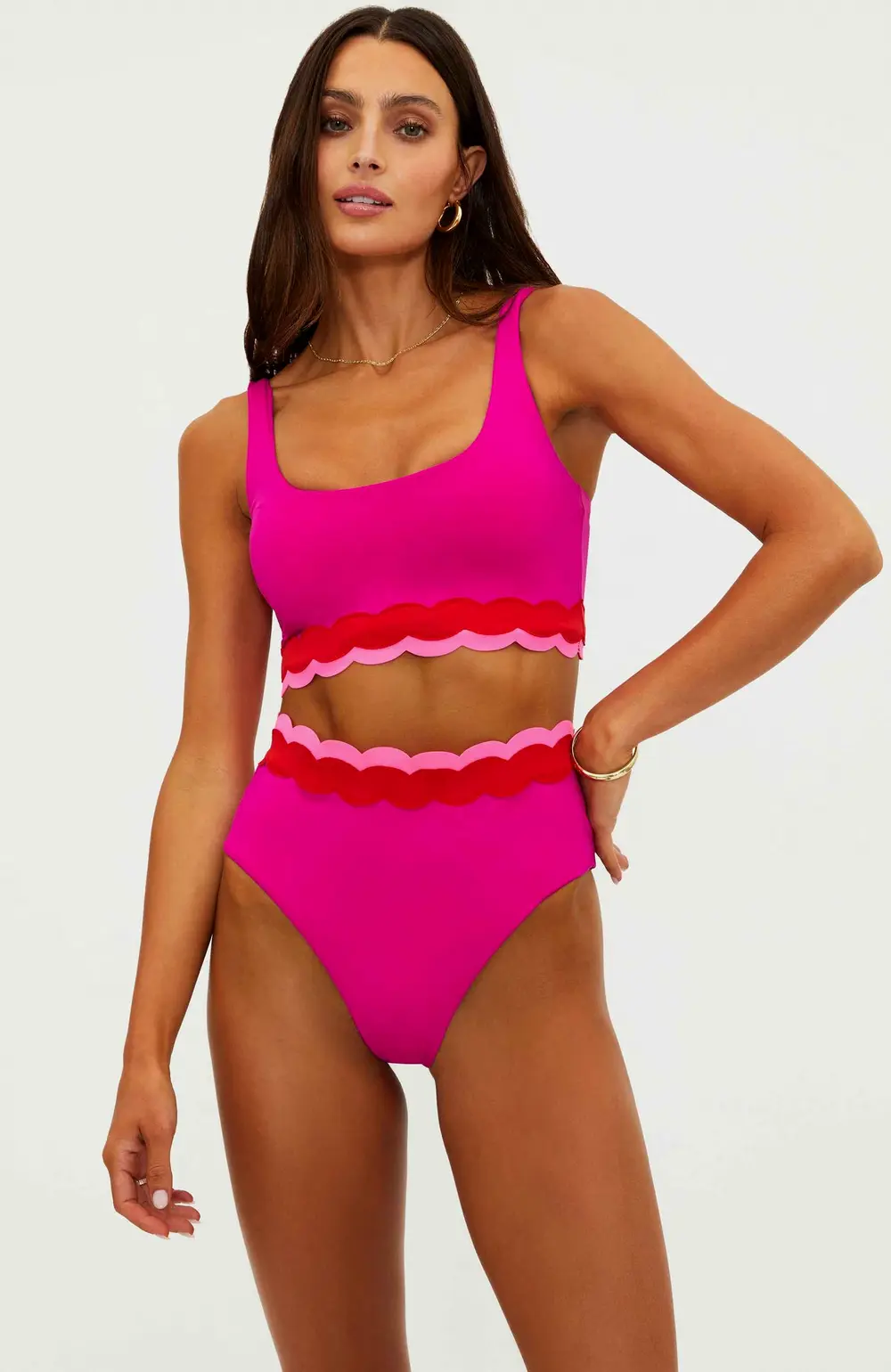 Harriet Bottom Fuchsia Red Neon Pink Wave