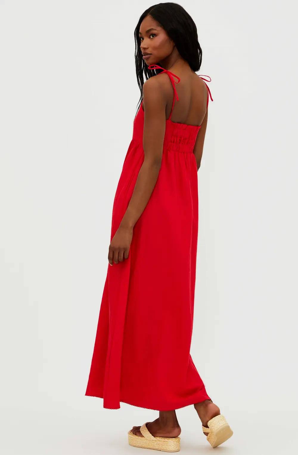 Valory Maxi Dress Red Linen
