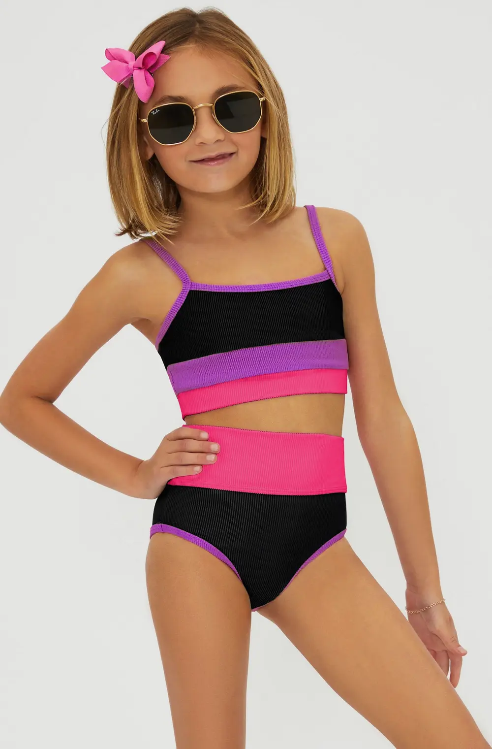 Little Eva & Emmy Set Vivid Violet Colorblock