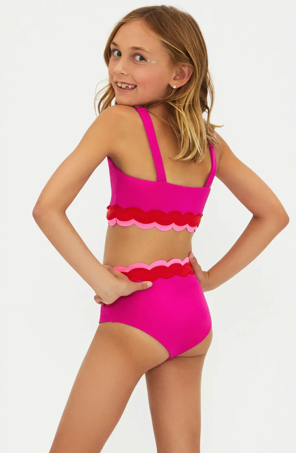 Little Marin & Harriet Set Fuchsia Red Neon Pink Wave