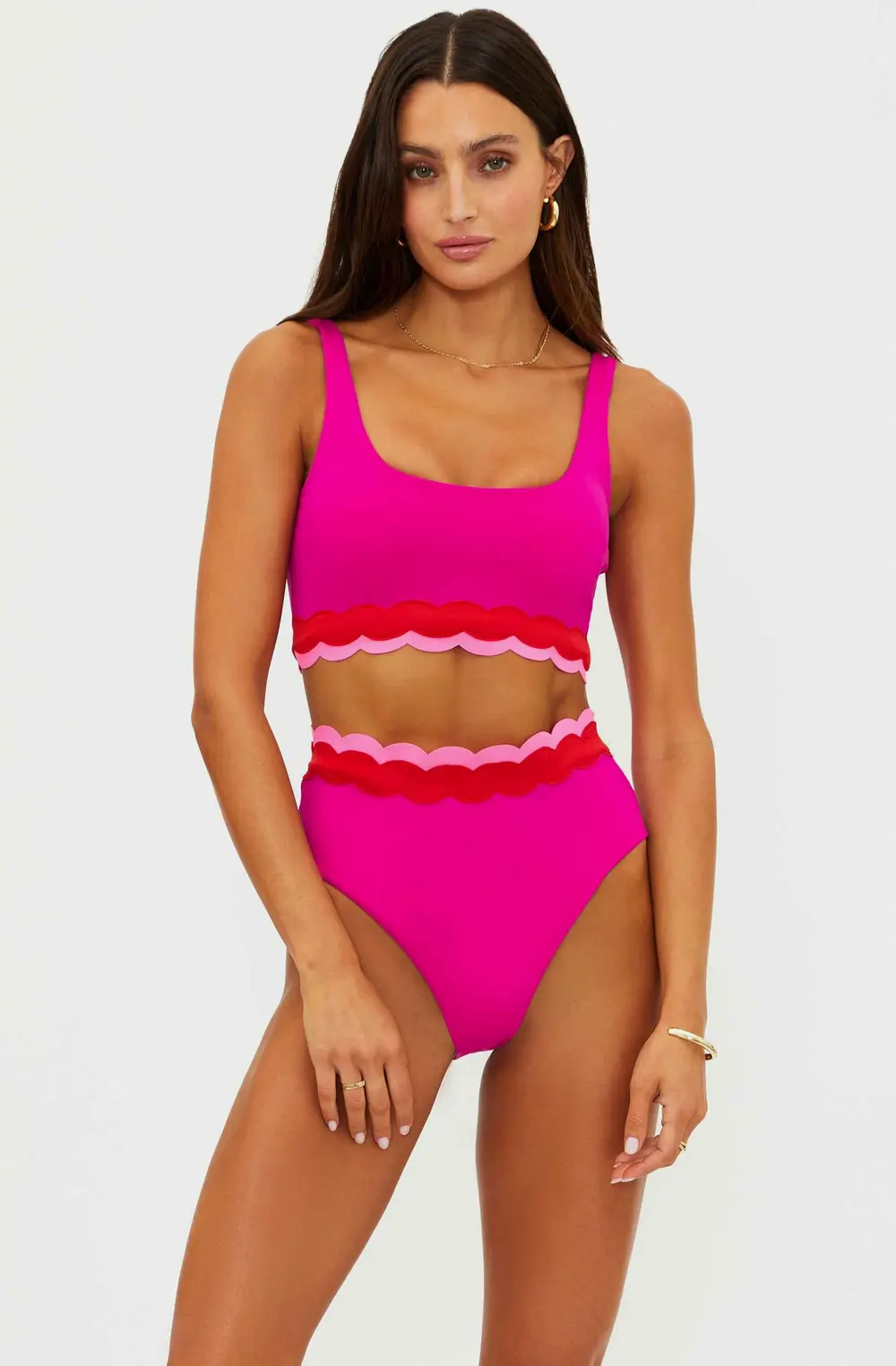 Harriet Bottom Fuchsia Red Neon Pink Wave