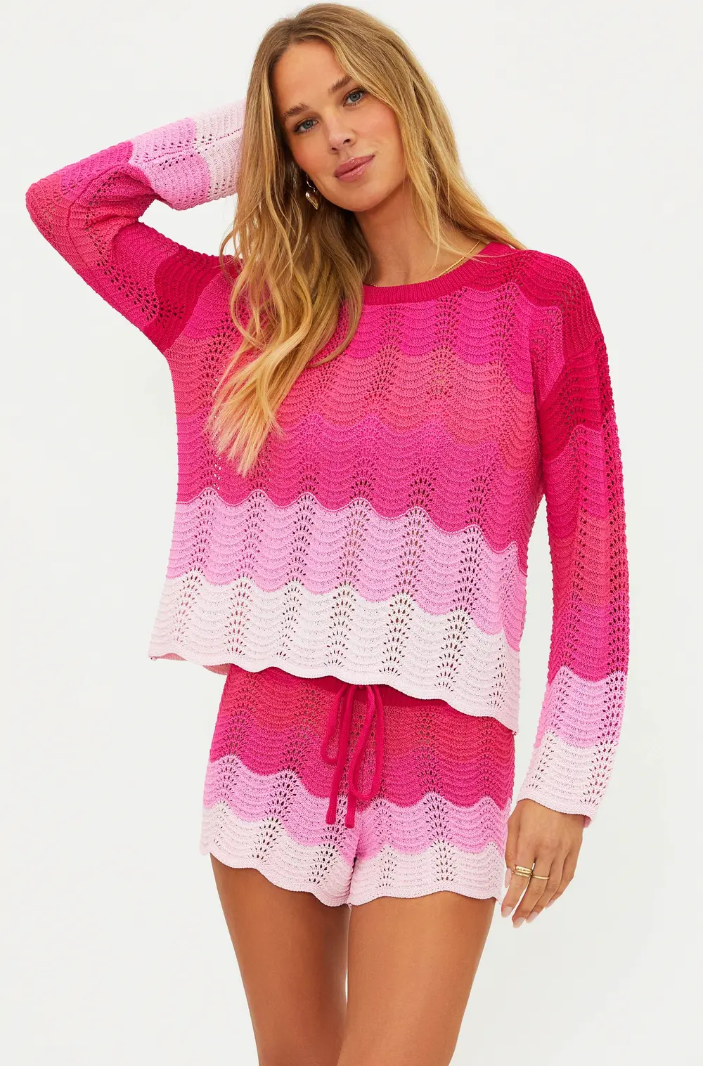 Beach Sweater Electric Pink Wave