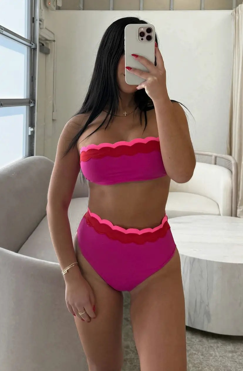 Sybil Top Fuchsia Red Neon Pink Wave