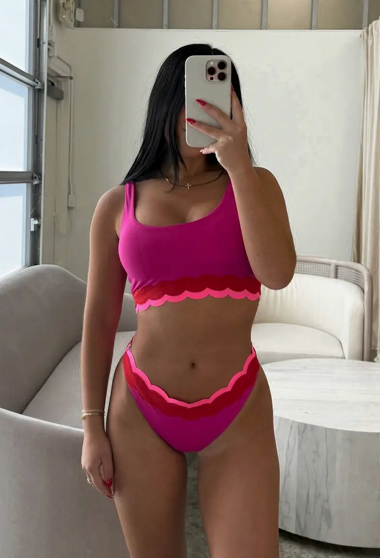 Fay Bottom Fuchsia Red Neon Pink Wave