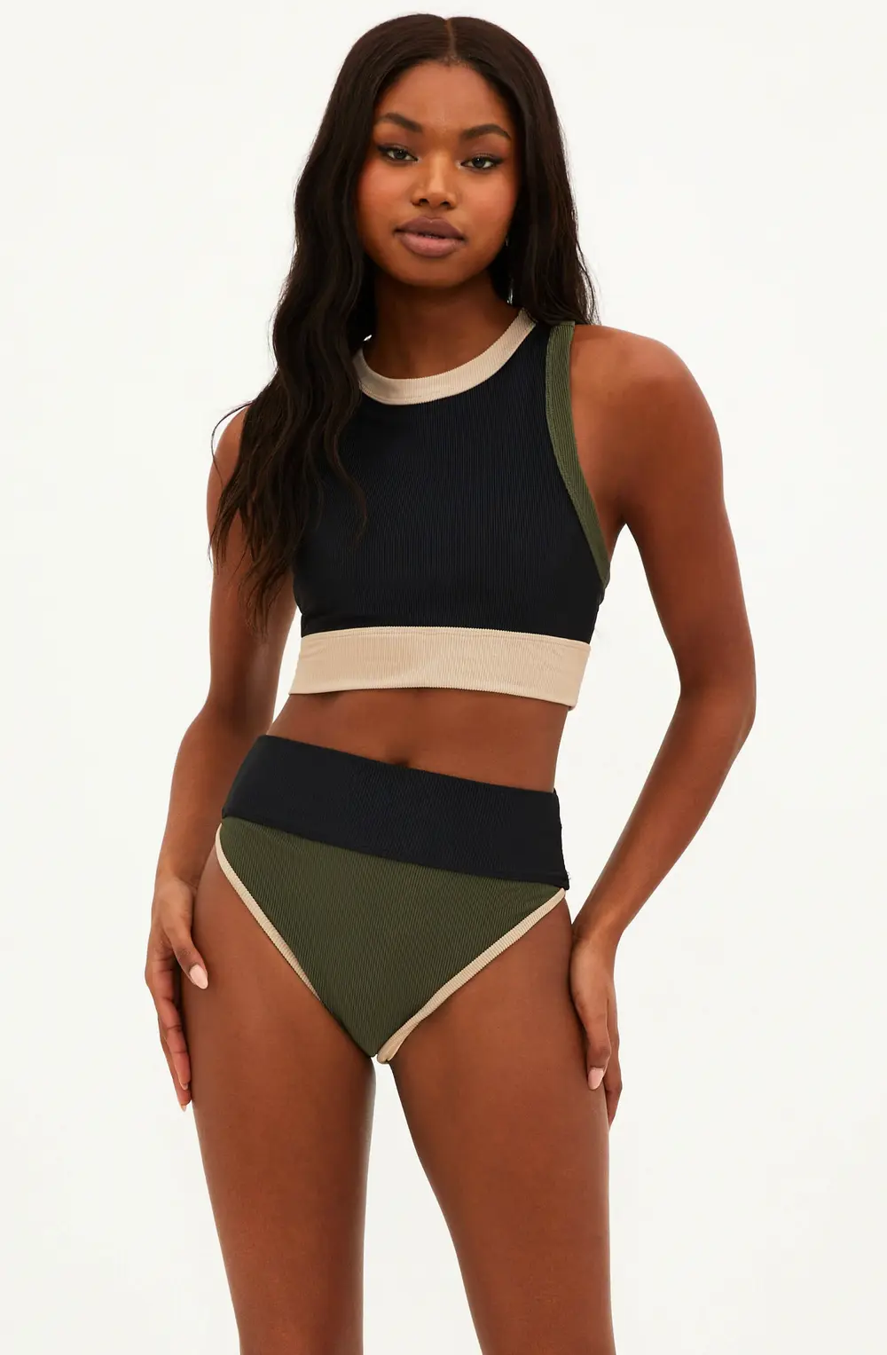 Gwen Top Military Olive Colorblock