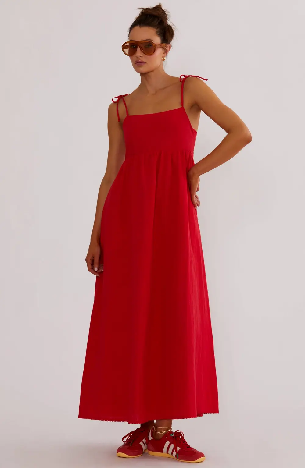 Valory Maxi Dress Red Linen