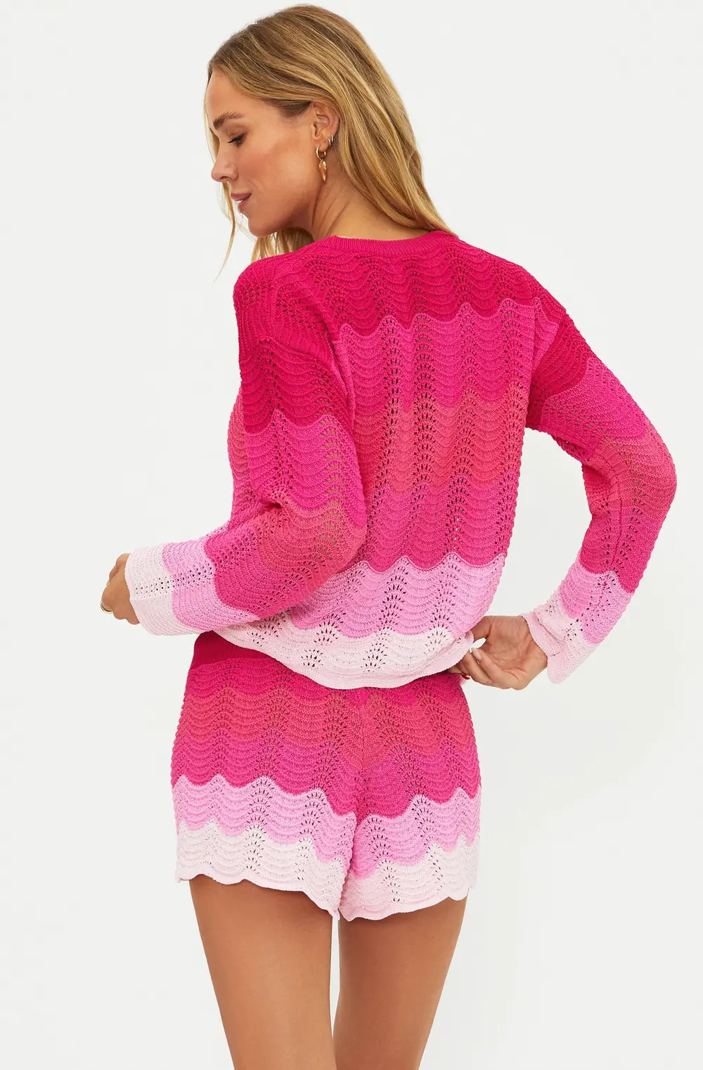 Beach Sweater Electric Pink Wave