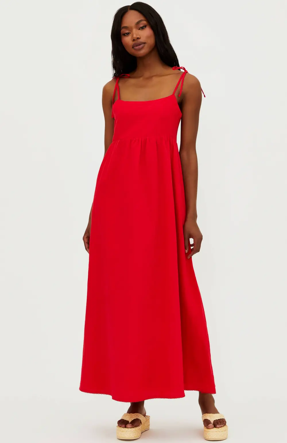 Valory Maxi Dress Red Linen