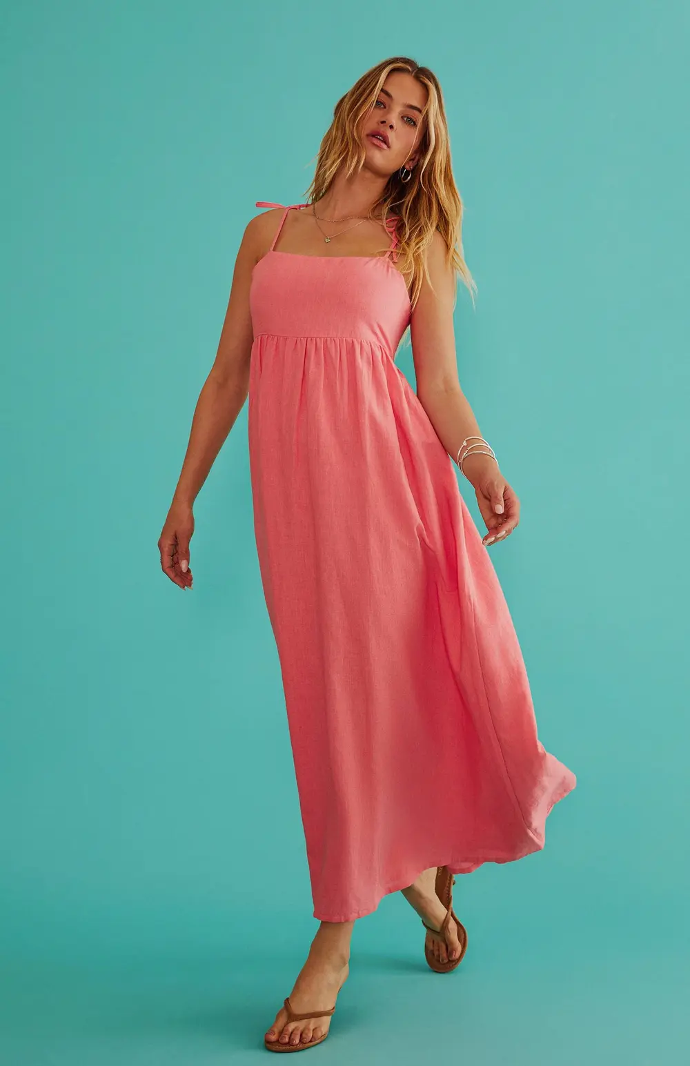 Valory Maxi Dress Coral Sea Linen