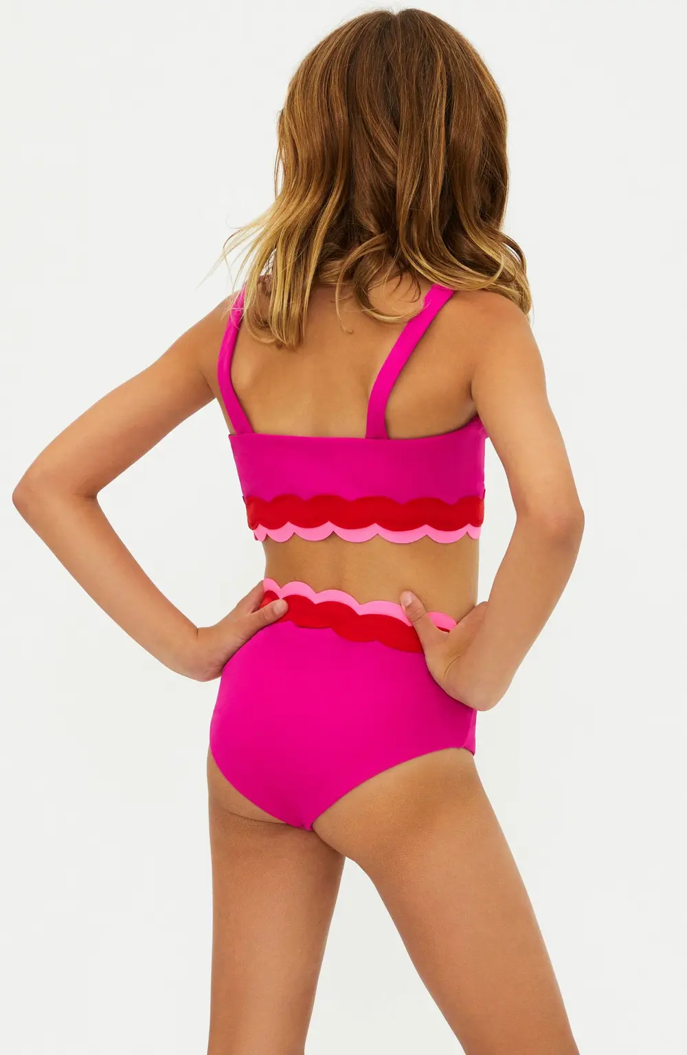 Little Marin & Harriet Set Fuchsia Red Neon Pink Wave