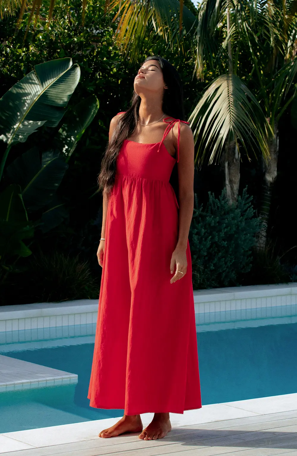 Valory Maxi Dress Red Linen