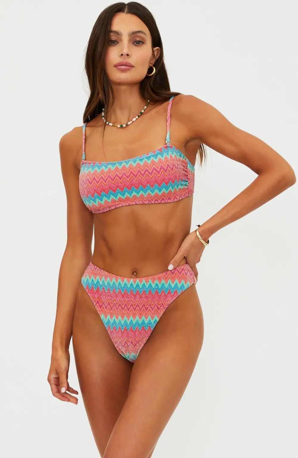 Kelsey Top Strawberry Ice Chevron Shine