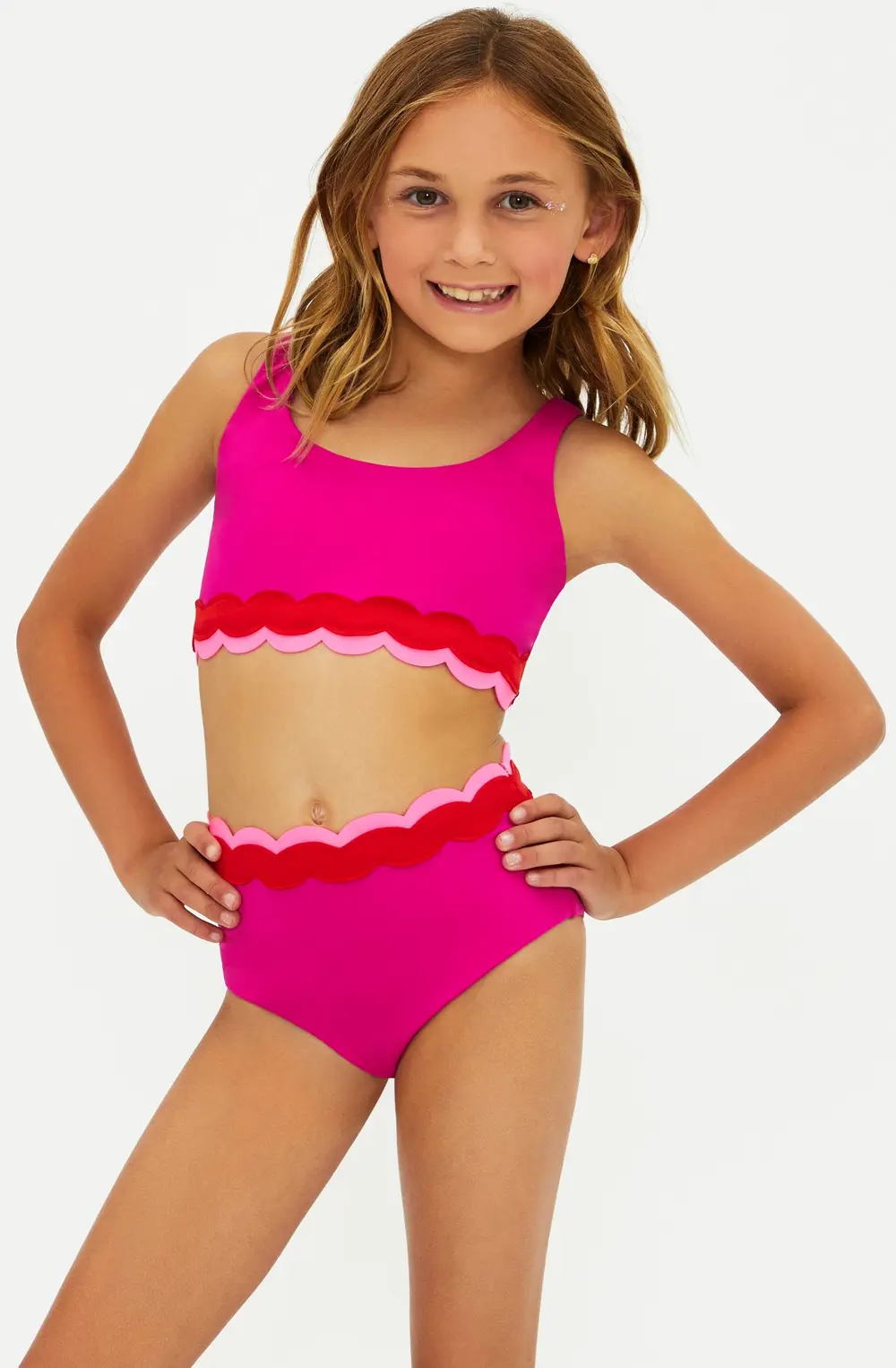 Little Marin & Harriet Set Fuchsia Red Neon Pink Wave