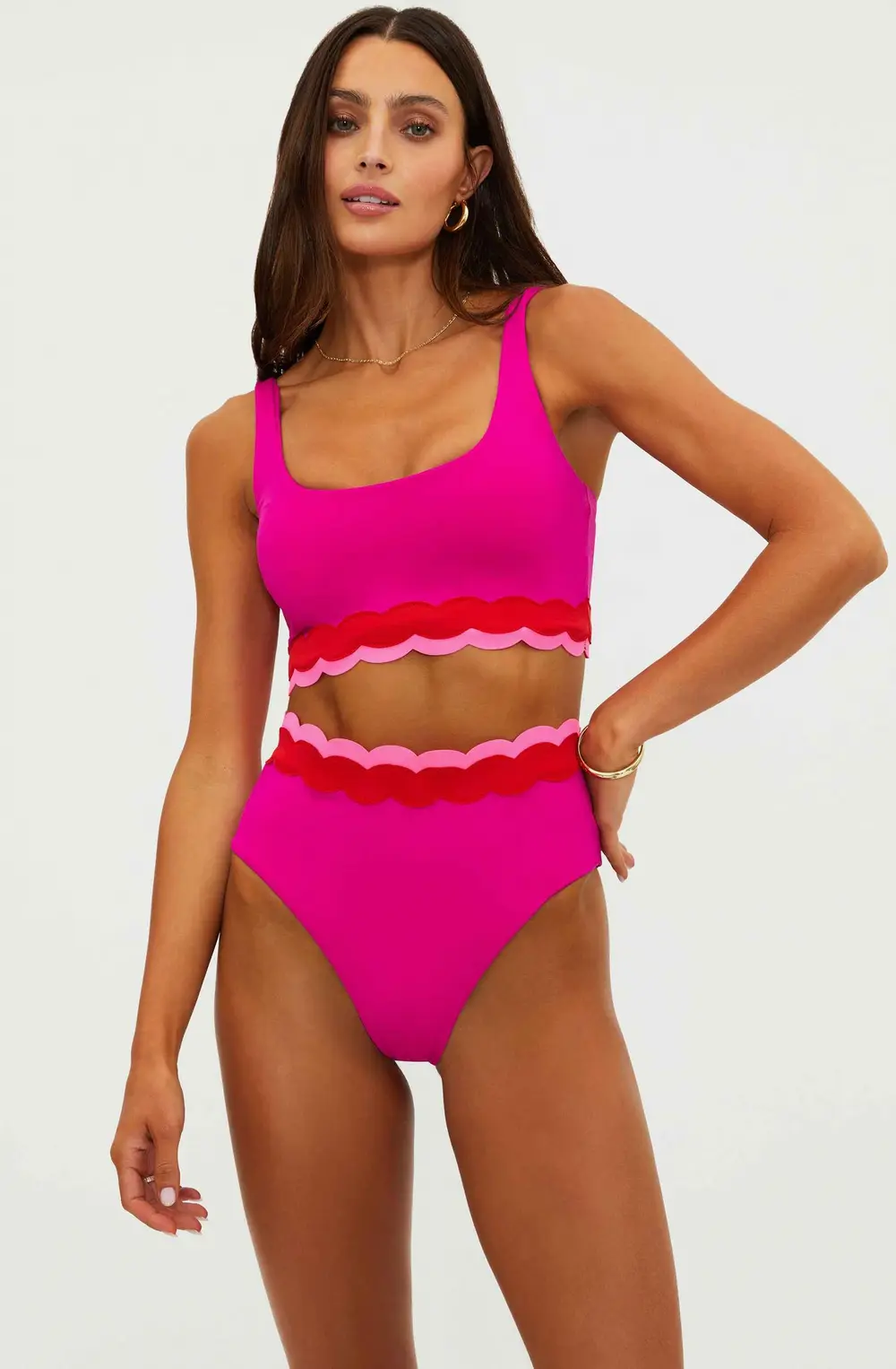 Marin Top Fuchsia Red Neon Pink Wave