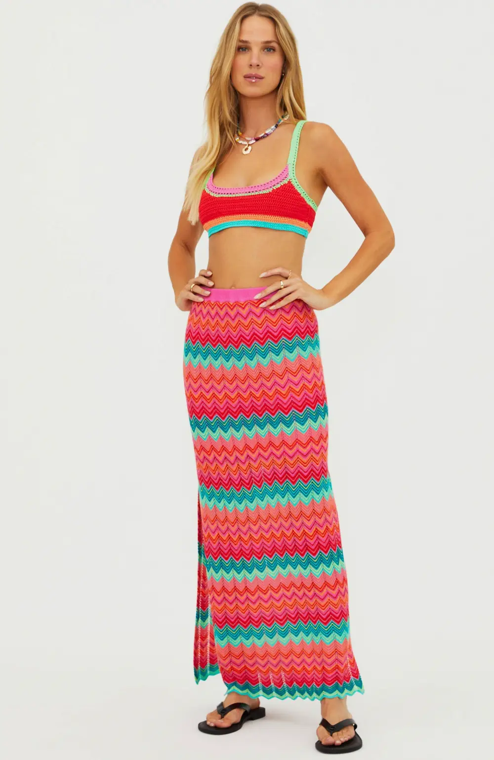 Ivana Skirt Strawberry Ice Chevron