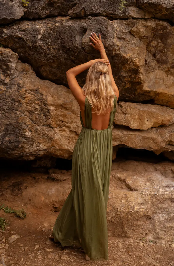 Green Silk Floria Dress