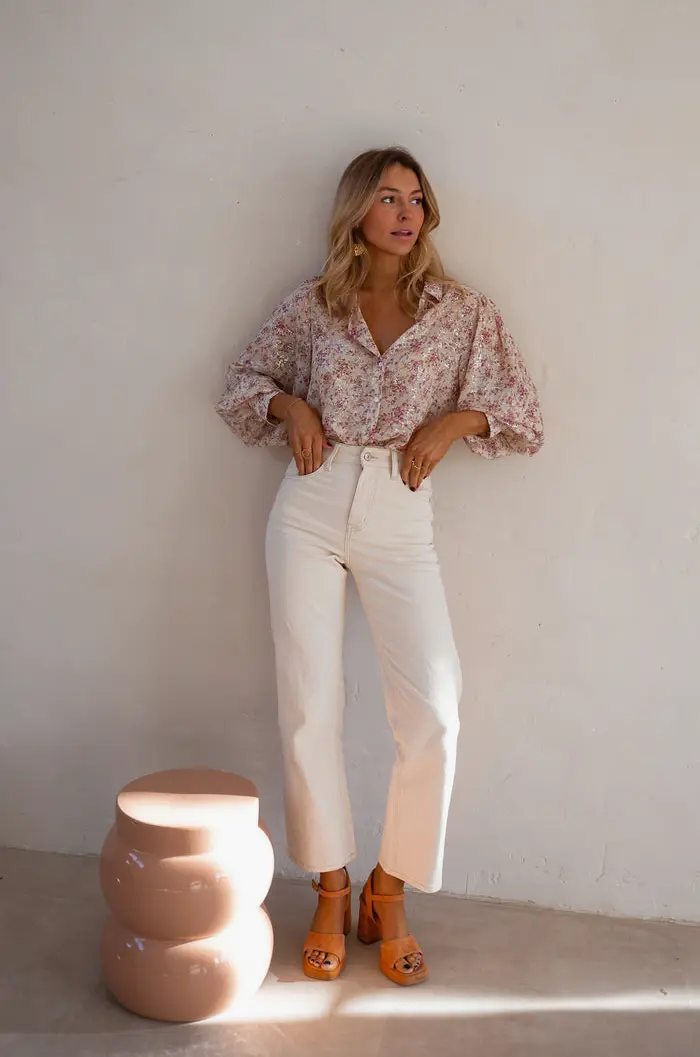 Beige and Pink Nara Shirt