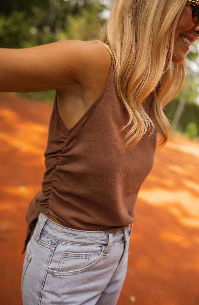 Chocolate Noelie Linen Top