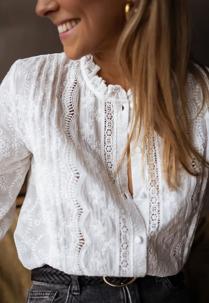 Ecru Embroidered Pauly Shirt