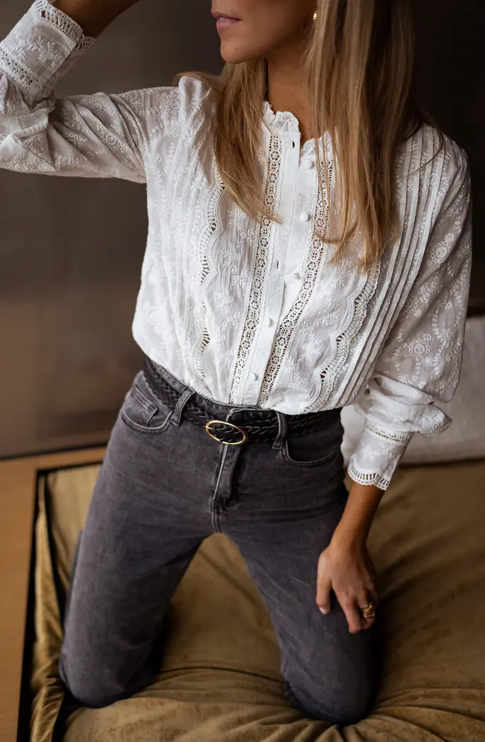 Ecru Embroidered Pauly Shirt