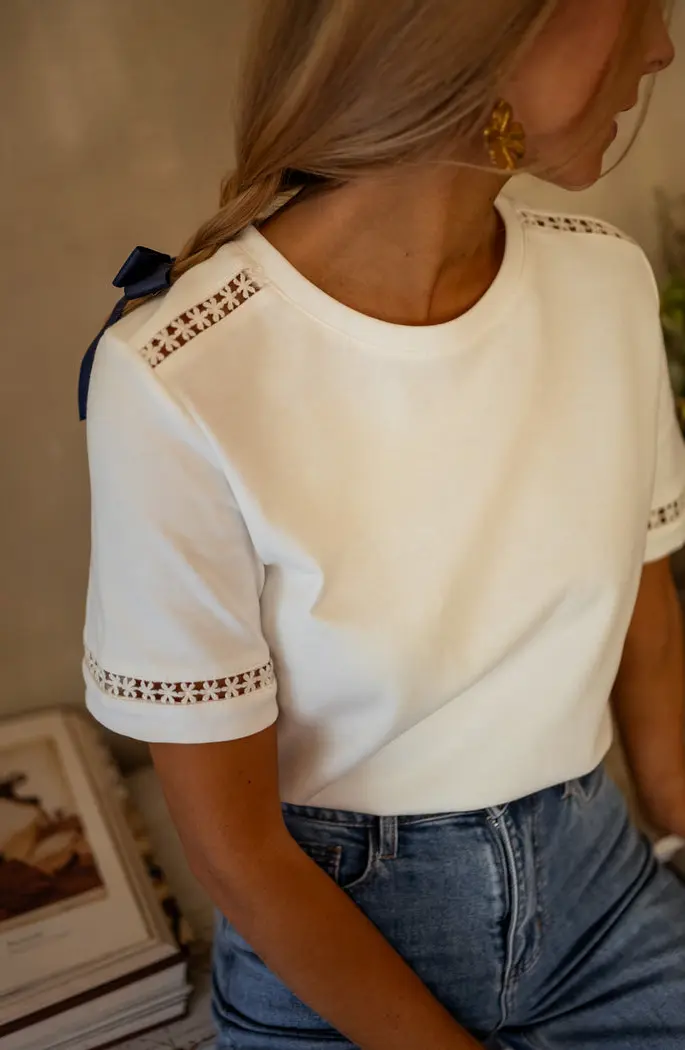 White Embroidered Romina T-Shirt