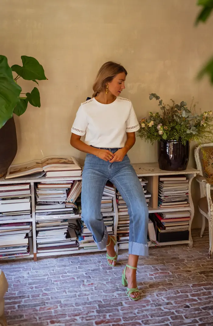 White Embroidered Romina T-Shirt
