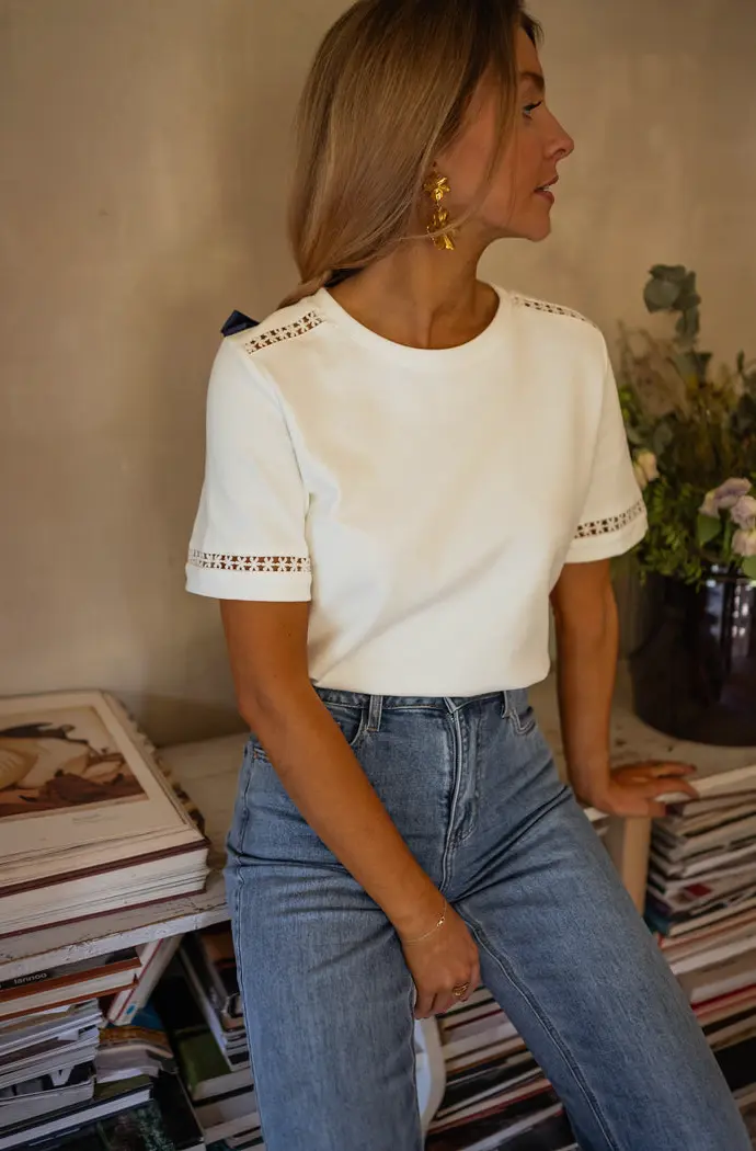 White Embroidered Romina T-Shirt