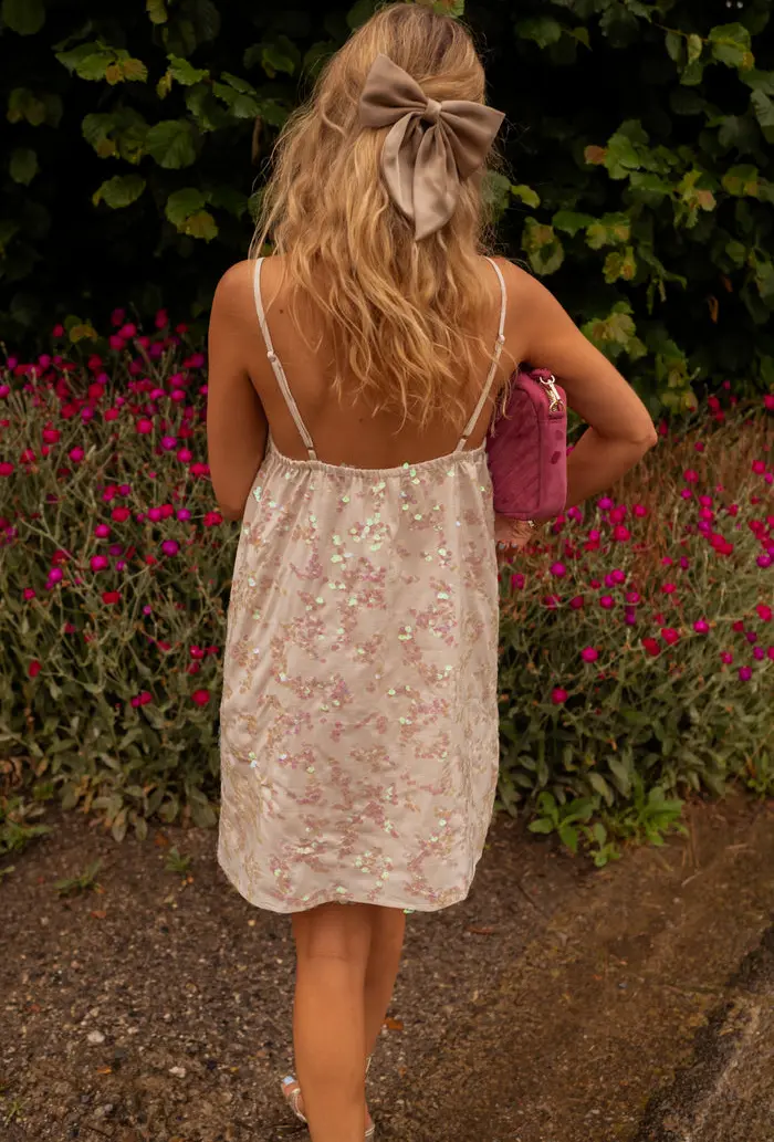 Beige Sequin Paca Dress