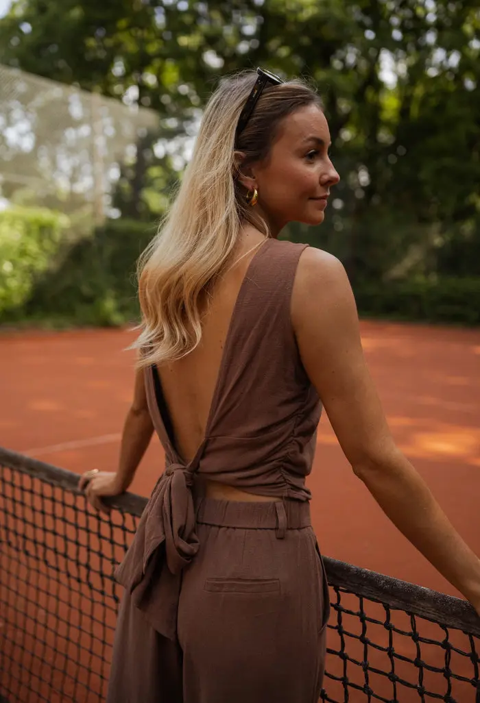 Chocolate Noelie Linen Top