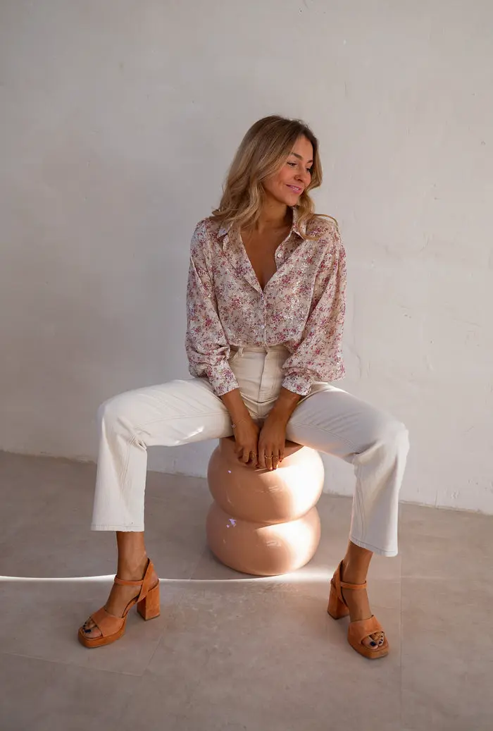 Beige and Pink Nara Shirt