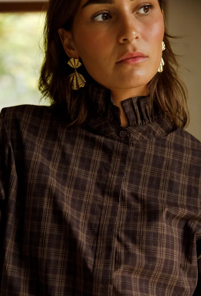 Brown Checkered Therese Shirt