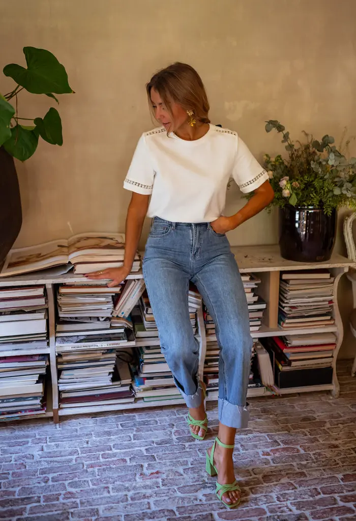 White Embroidered Romina T-Shirt