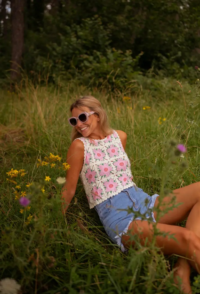 Ecru and Pink Alisha Top